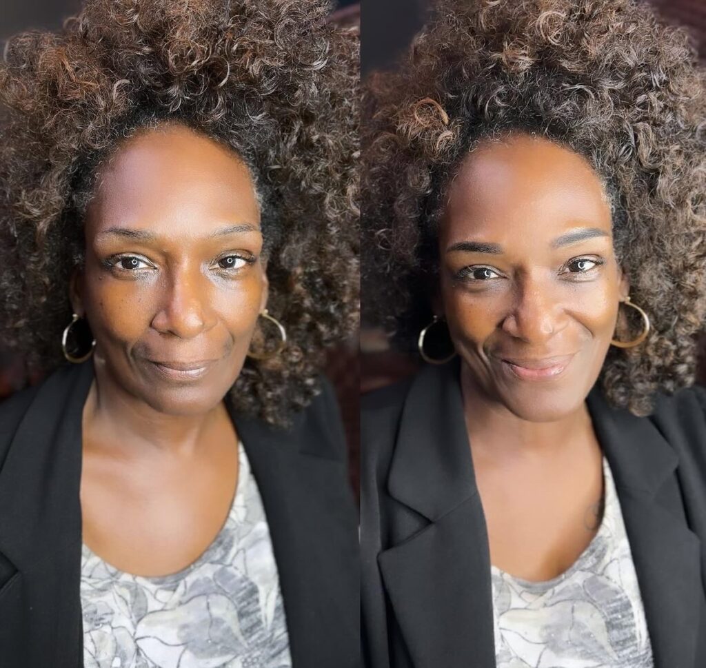 ombré powder brows on a happy Saint Brow client.